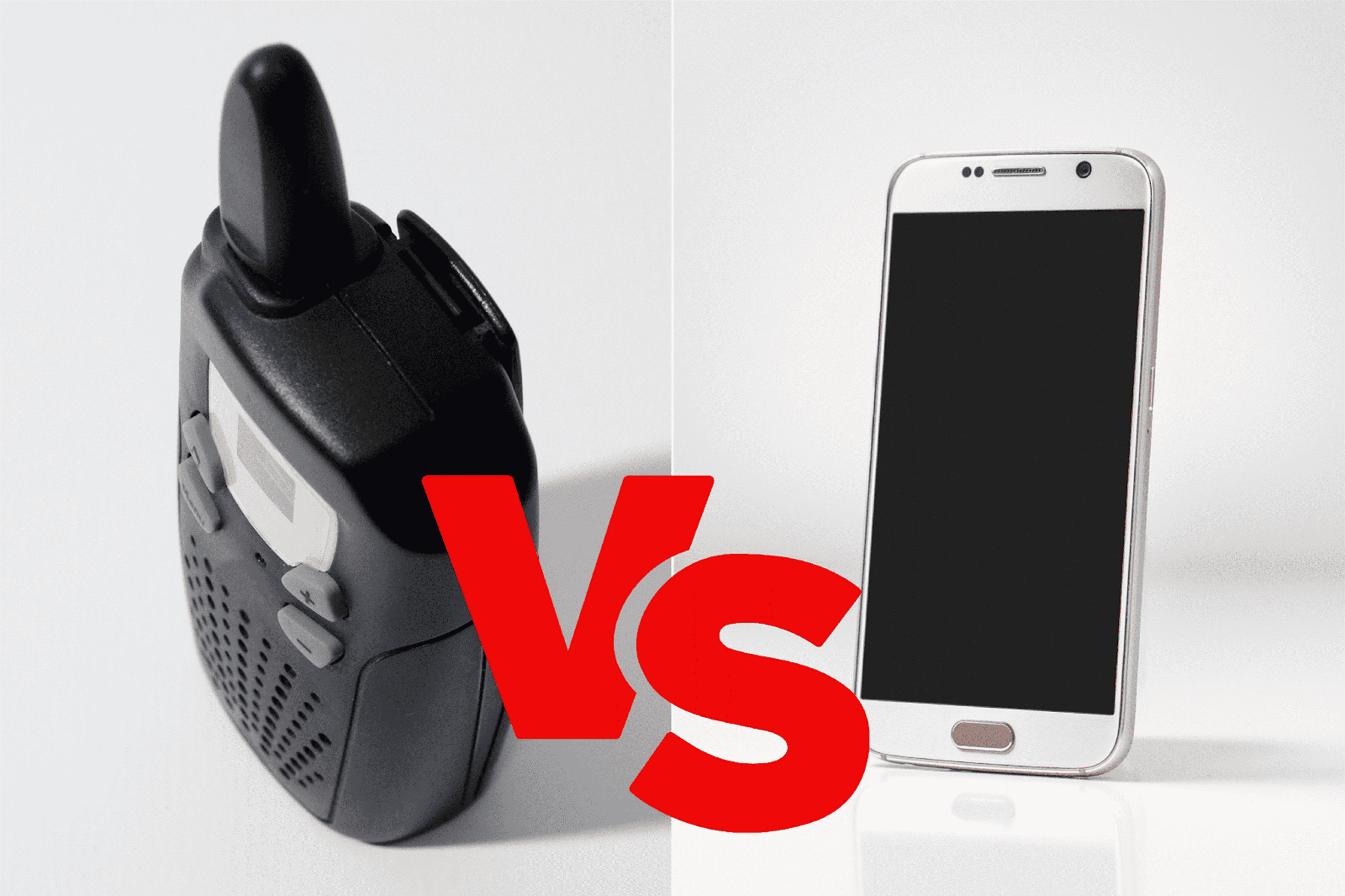 Rádios portáteis comparados a smartphones.